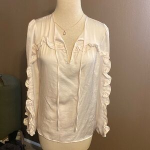 Mixed media ruffled top xs